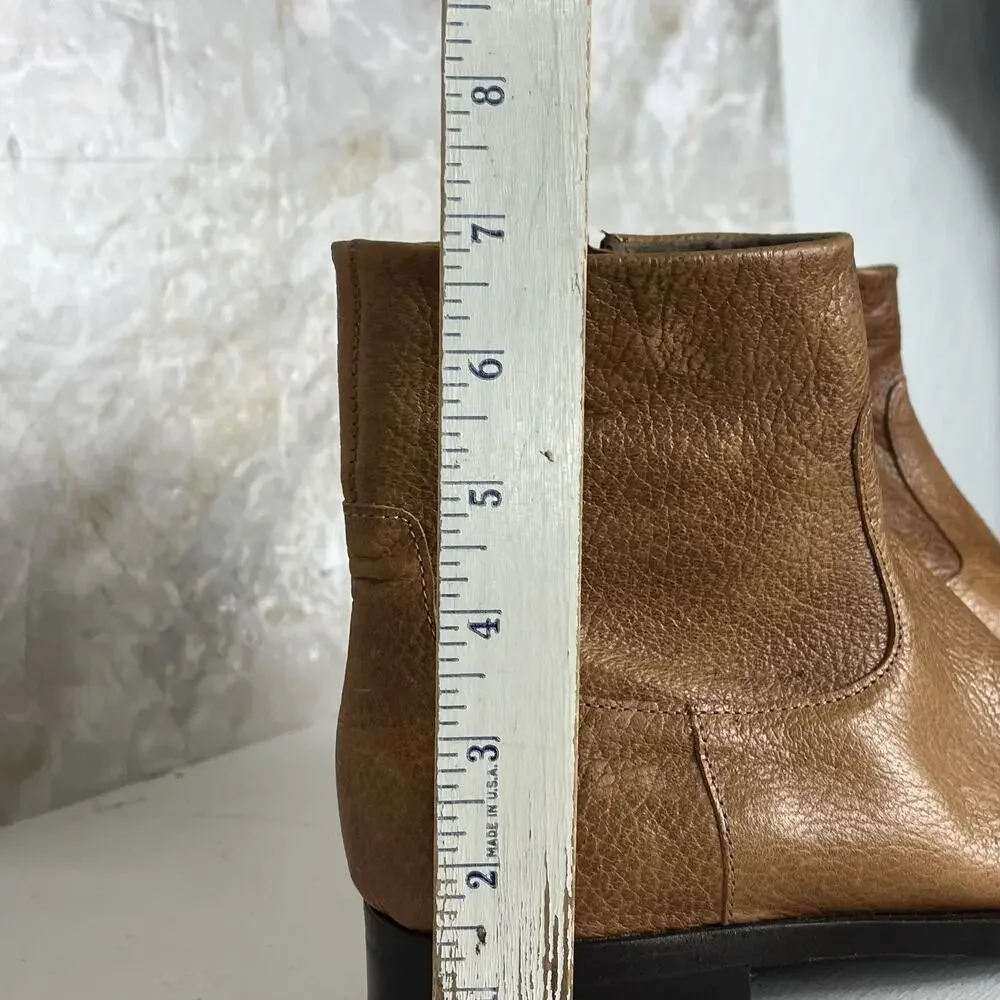 Fred De La Bretoniere Ankle Boots Womens 39 Brown Leather Inside Zip Almond Toe